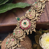 Vriksham Elegance Floral With Peacock Style 1 gm Gold Finish Choker-Gold Bead-G20324